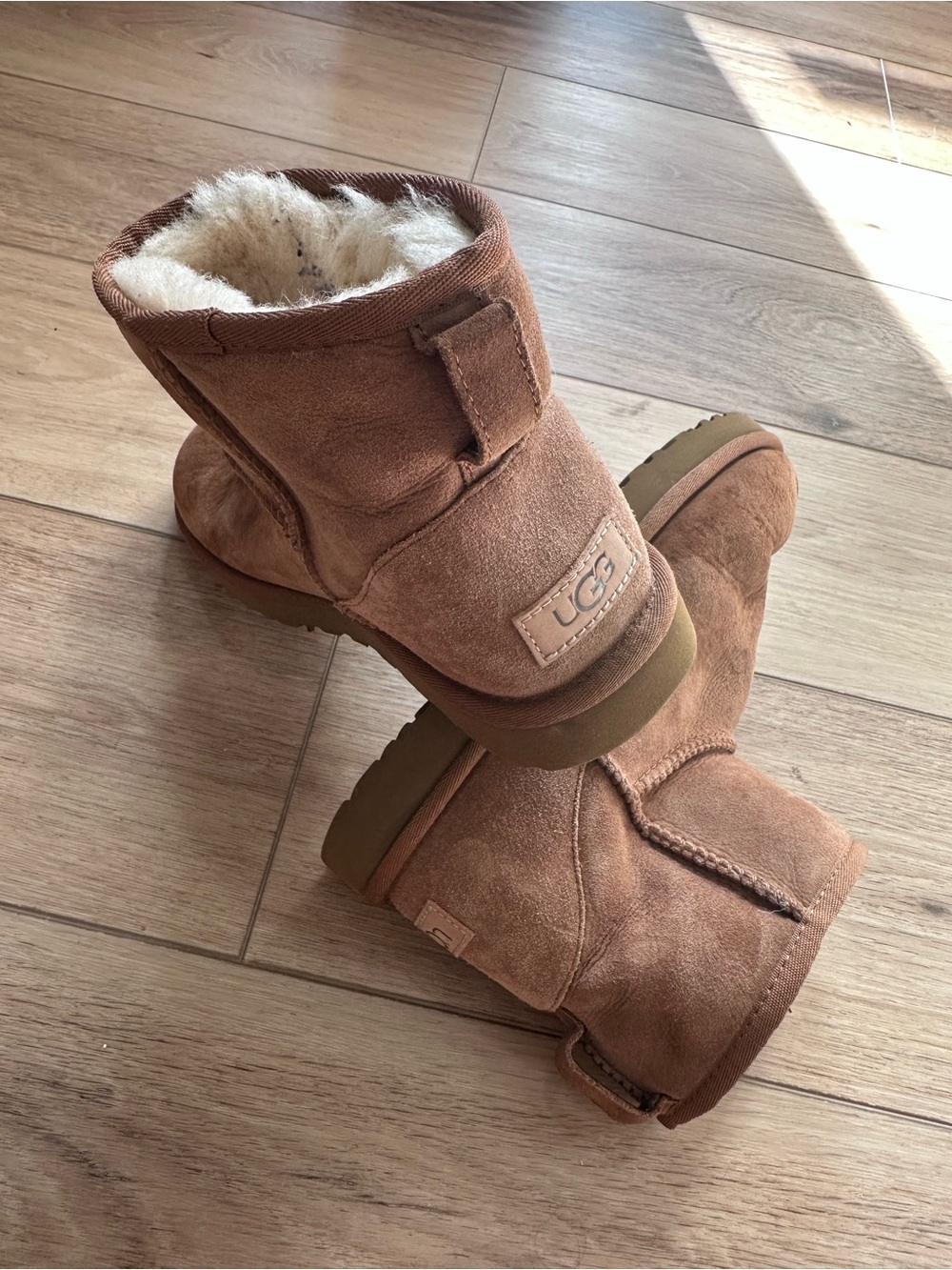 UGG Short Suede Boots in Chestnut Brown